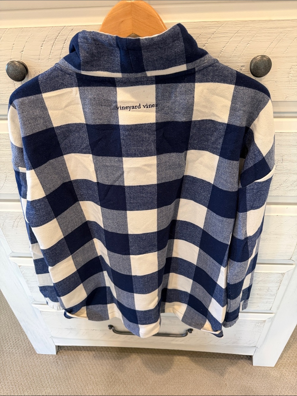 Vineyard Vines Navy and White Buffalo Check Hooded Pullover - Picture 4 of 4